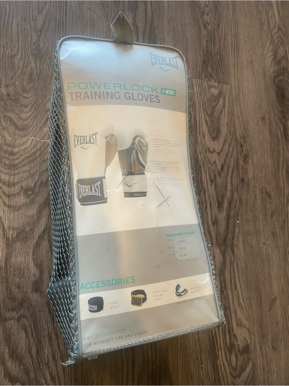 Everlast White and Black Training Gloves in Mesh Case